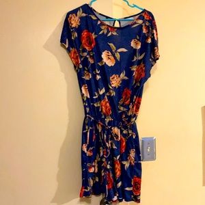 XL Floral Blue Romper